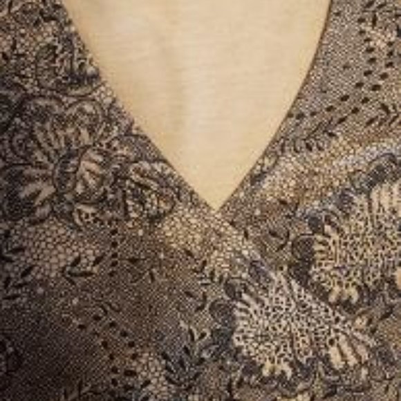 Ann Taylor Black and Cream Floral Print Wrap Shirt - Picture 3 of 8